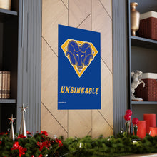 Load image into Gallery viewer, Super Unsinkable Blue Logo Gold Emblem Posters
