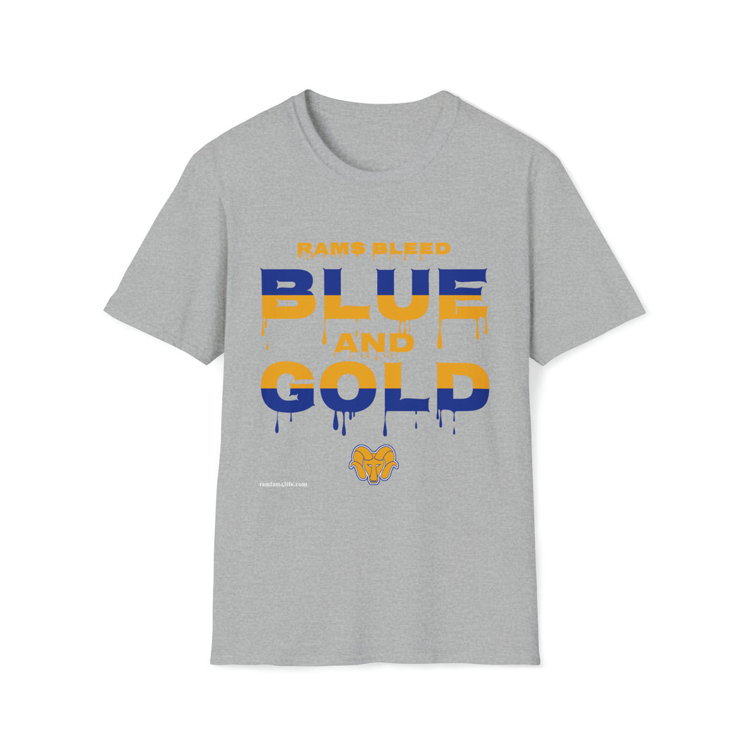 Rams Bleed Blue and Gold - Unisex Softstyle T-Shirt