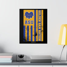 Load image into Gallery viewer, Golden Ram Nation Flag Poster Distressed - Blue Logo
