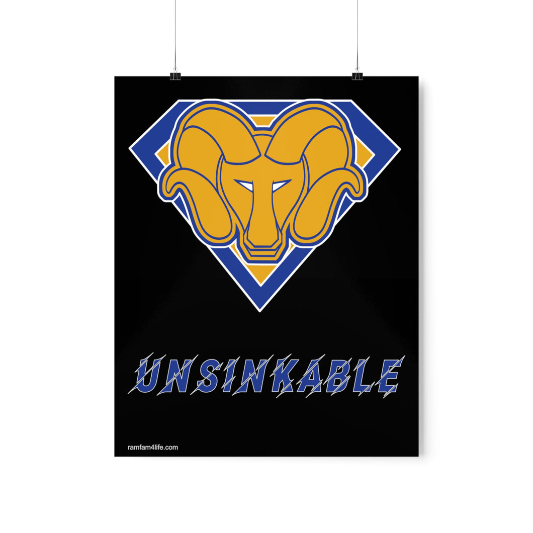 Super Unsinkable Gold Logo Blue Emblem Posters