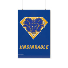 Load image into Gallery viewer, Super Unsinkable Blue Logo Gold Emblem Posters
