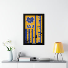 Load image into Gallery viewer, Golden Ram Nation Flag Poster Distressed - Blue Logo
