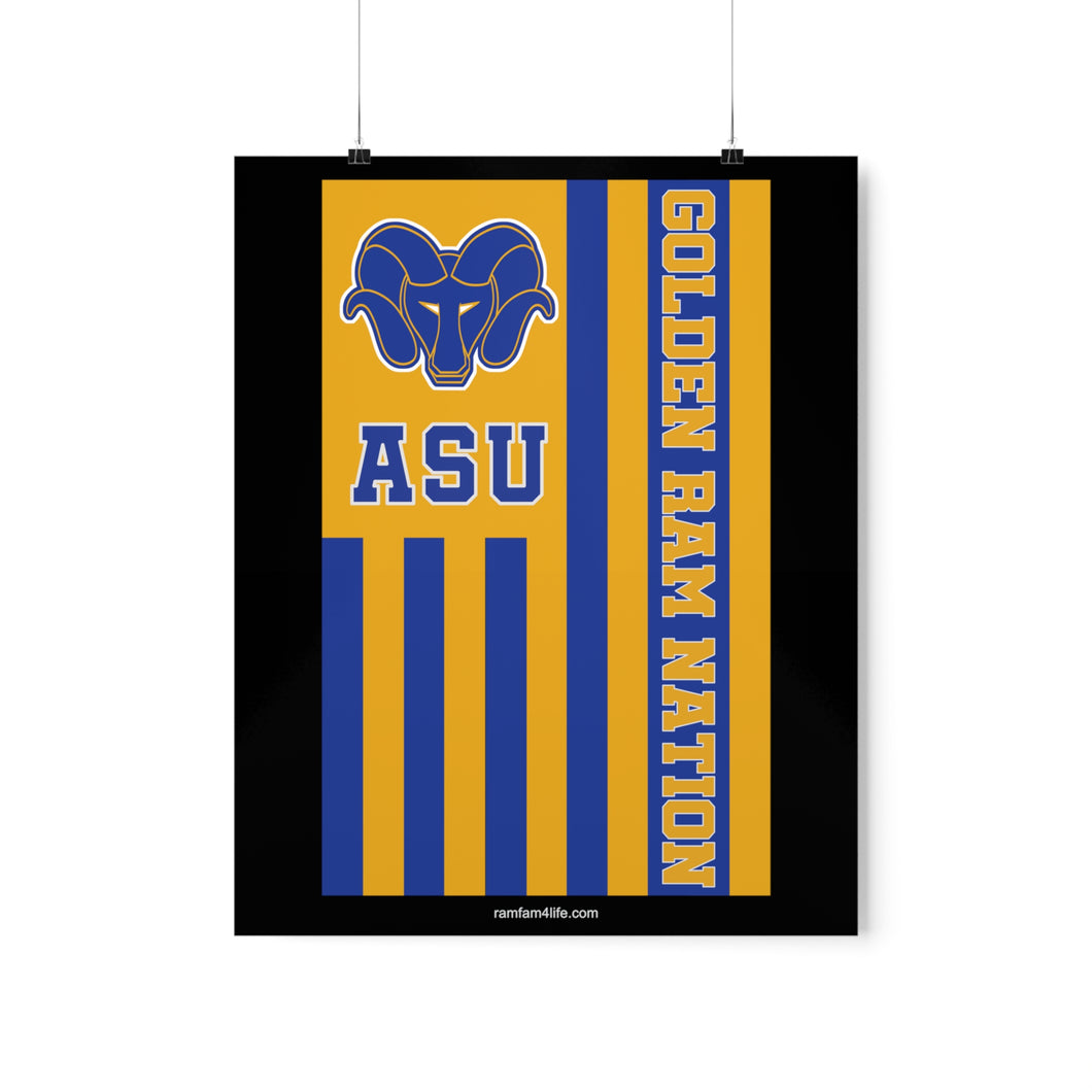 Golden Ram Nation Flag Poster - Blue Logo