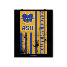 Load image into Gallery viewer, Golden Ram Nation Flag Poster Distressed - Blue Logo
