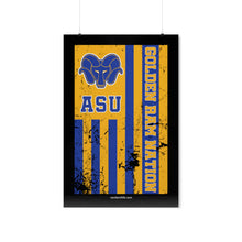 Load image into Gallery viewer, Golden Ram Nation Flag Poster Distressed - Blue Logo
